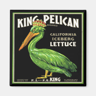 KÖNIG PELIKAN EISBERGSALAT - VINTAGE-KISTENETIKETT MAGNET