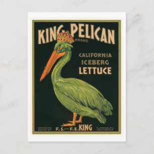 König Pelikan Salat Vintage Kistenetikett Postkarte