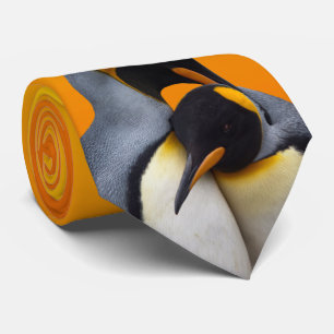 König Penguins in der Liebe-Krawatte (Gelb/Orange) Krawatte
