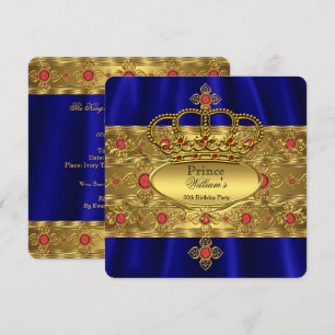 König Prinz Royal Blau Regale Rote Krone Geburtsta Einladung