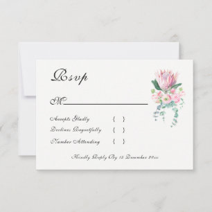 König Protea Aquarell Florale Elegante Hochzeit RSVP Karte
