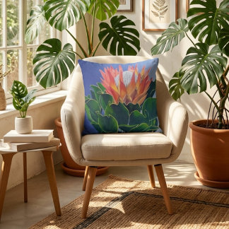 König-Protea | Handgemalte Florale Kunst Kissen