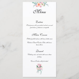König Protea Rose Wasserfarbe Pastell Elegante Hoc Menükarte