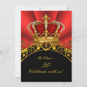 König Regent Rot Königin Gold Royal Geburtstagsfei Einladung
