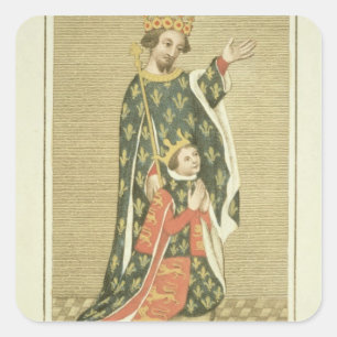 König Richard II (1367-1400) mit seinem Vater Edwa Quadratischer Aufkleber