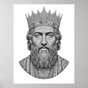 König Salomo Kalligrafie-Porträt - Vintage-Schrift Poster