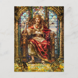 König sitzt auf seinem Thron Postkarte