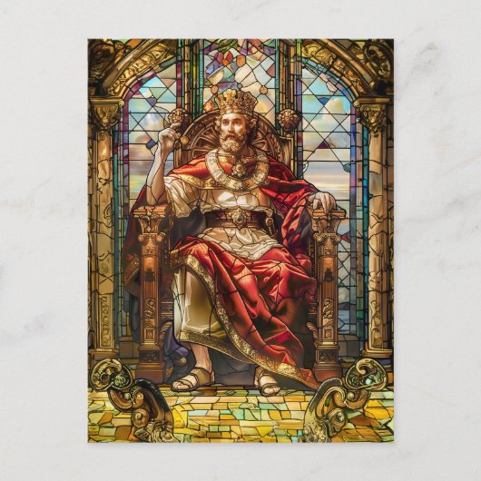 König sitzt auf seinem Thron Postkarte (Vorderseite)