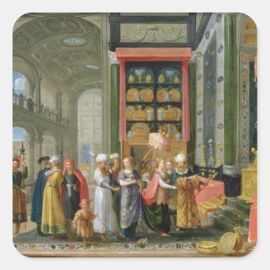 König Solomon und die Königin von Sheba Quadratischer Aufkleber (Vorderseite)