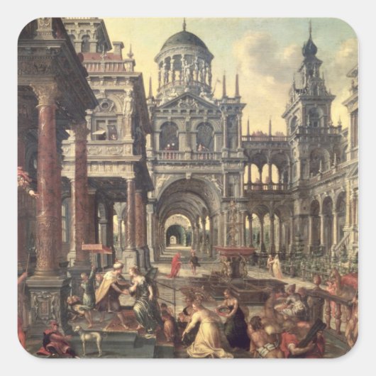 König Solomon und die Königin von Sheba Quadratischer Aufkleber (Vorderseite)