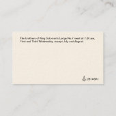 König Solomons Lodge No.7 Visitenkarten Visitenkarte (Rückseite)