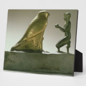 König-Taharqa-Statue, die den Falkengott verehrt Fotoplatte (Seite)