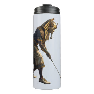 König Tut spielt Golf  Lustige alte ägyptische Kun Thermosbecher