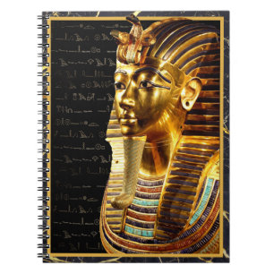 König Tutankhamun mit Hieroglyphen Gold und Schwar Notizblock