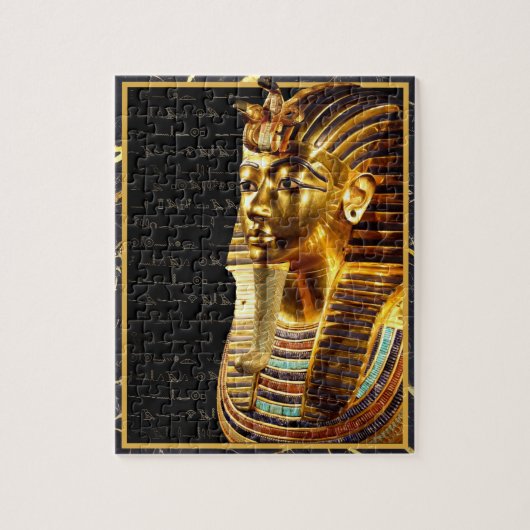König Tutankhamun mit Hieroglyphen Gold und Schwar Puzzle (Vertikal)
