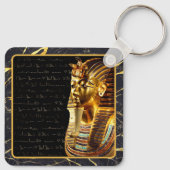 König Tutankhamun mit Hieroglyphen Gold und Schwar Schlüsselanhänger (Rückseite)