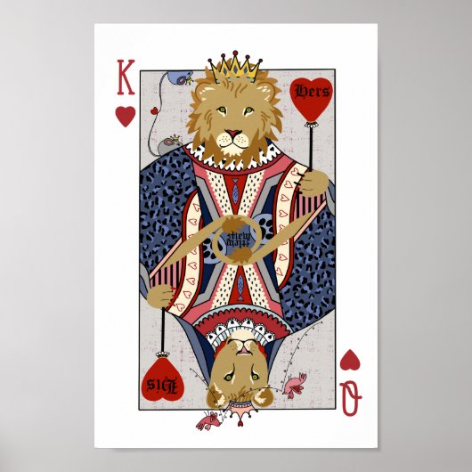 König und Königin der Herzen Löwen - Blau Poster (Vorne)