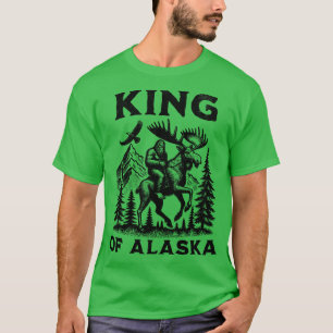 König von Alaska reitet Elch Alaskan Retro TShirt