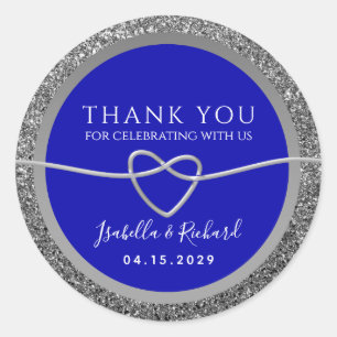 Königblaue Hochzeit Danke Favor Runder Aufkleber