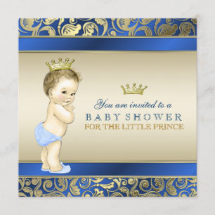 Königblaue und goldene Prinzen-Baby-Party Einladung