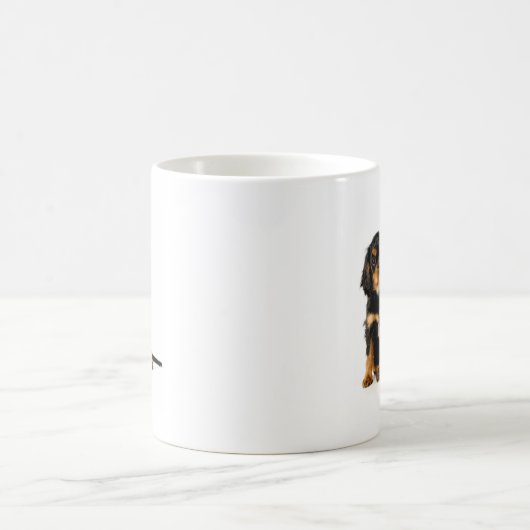 Königcharles Spaniel-Schwarzes u. TAN Kaffeetasse (Mittel)