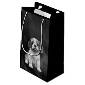 Königcharles Spanielwelpe Kleine Geschenktüte (Rückseite Schrägansicht)