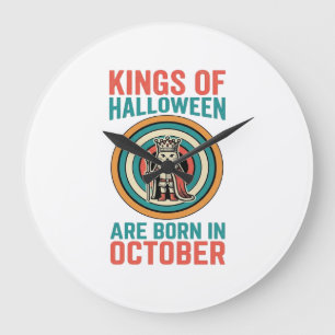 Könige des Halloween-Oktober-Geburtstags-Vintage-S Große Wanduhr