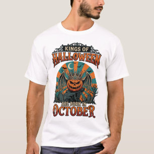 Könige Halloween Geboren Oktober Kürbis Krone Fled T-Shirt
