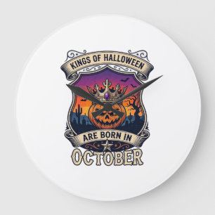 Könige Halloween Werden Im Oktober Krone Kürbis Fl Große Wanduhr