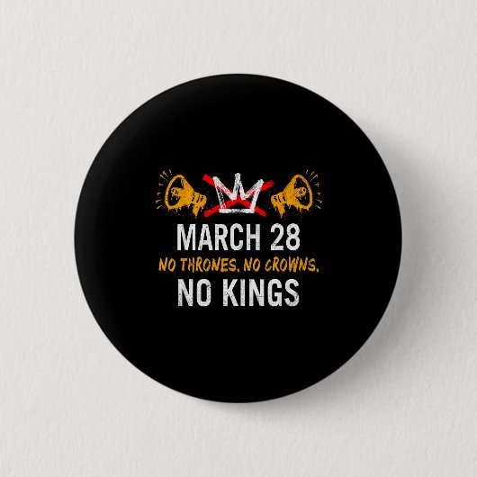 Könige marschieren 28. 2026 Throne Kronen lustige Button (Vorderseite)