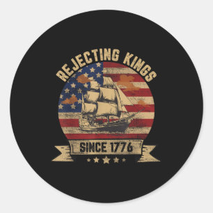 Könige seit 1776 ablehnen Vintage Patriotisch USA Runder Aufkleber
