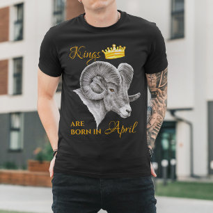 Könige sind im April geboren Aries Zodiac Ram Crow T-Shirt