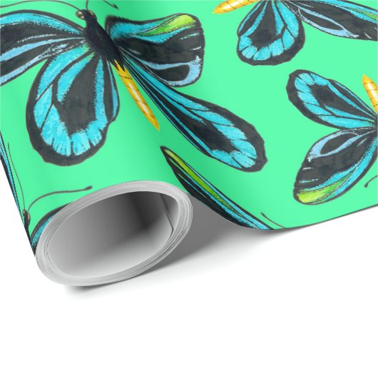 Königin Alexandras Vogelschmetterlingsmuster Geschenkpapier (Rolleneckpunkt)
