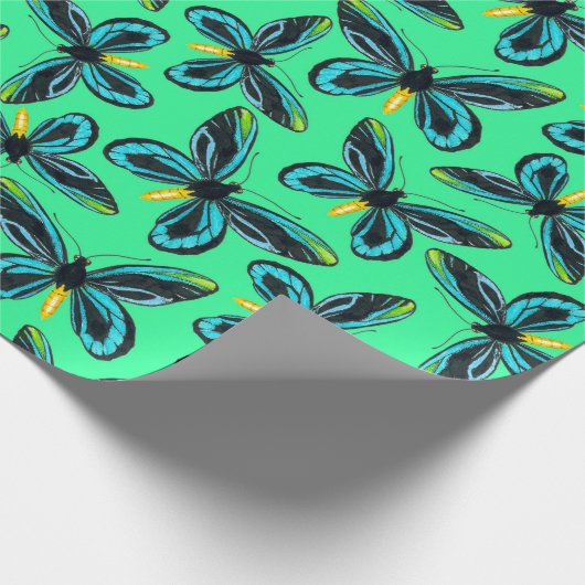 Königin Alexandras Vogelschmetterlingsmuster Geschenkpapier (Ecke)
