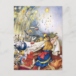 Königin Alice erlebt Feuerwerk in Wonderland Postkarte