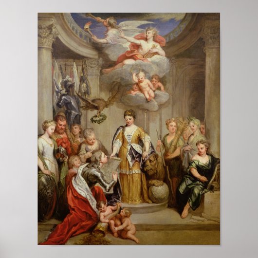 Königin Anne präsentiert Pläne des Militärs Blenhe Poster (Vorne)