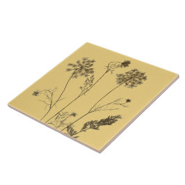 Königin Anne's Lace auf einer Keramik Tile (Gelb B Fliese