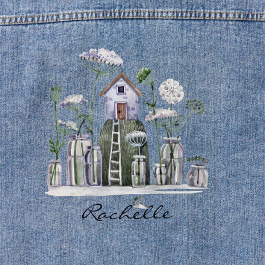 Königin Anne's Lace Blume Märchenhafte Hütte Jeansjacke