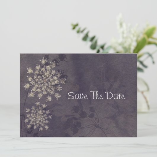 Königin Anne's Lace Lila Save the Date (Stehend Vorderseite)