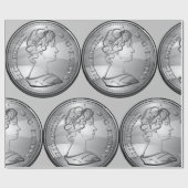 Königin auf der Münze Geschenkpapier (Flach)