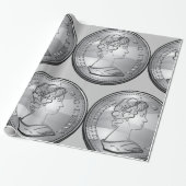 Königin auf der Münze Geschenkpapier (Ungerollt)