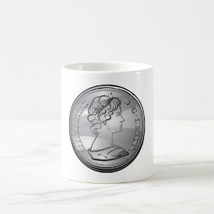 Königin auf der Münze Kaffeetasse