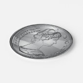 Königin auf der Münze Pappteller (Schrägansicht)