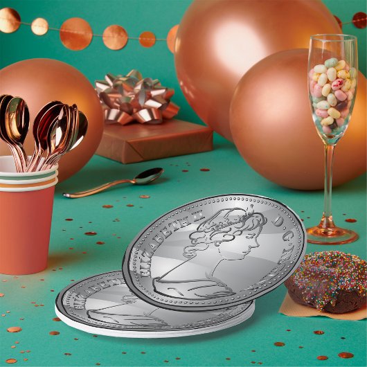 Königin auf der Münze Pappteller