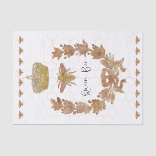 Königin Bee Crown Royal Rose Girl Decoupage Seidenpapier (Vorderseite)