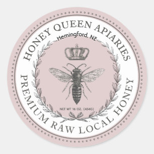 Königin Bee Honey Crown Wreath Dotter Border Runder Aufkleber