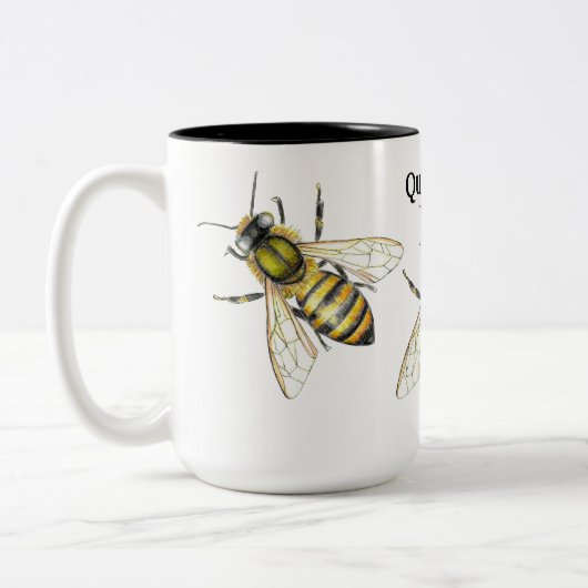 Königin Bee Illustration Honeybee Zweifarbige Tasse (Links)