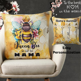 Königin Bee-Mama-Custom Kid's Name-Honeycomb-Hunni Kissen