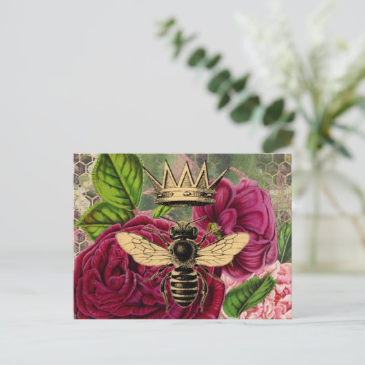 Königin Bee & Mystic Rose Postkarte (Stehend Vorderseite)