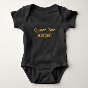 Königin Bee [Name] Schwarz und Gelb Baby Strampler